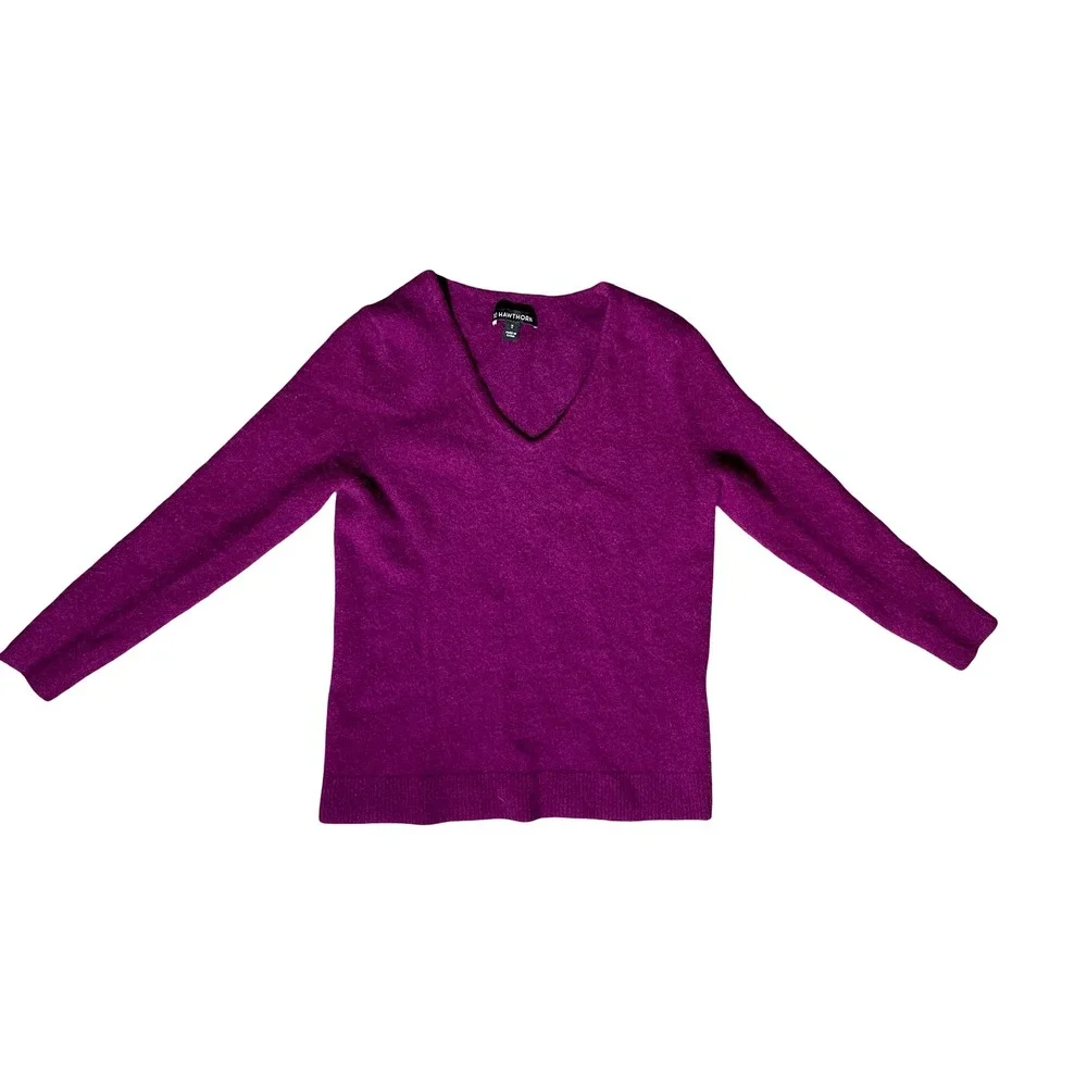 100% Cashmere Womens Purple V Neck Sweater Hawthorn  Size Medium - Picture 8 of 8
